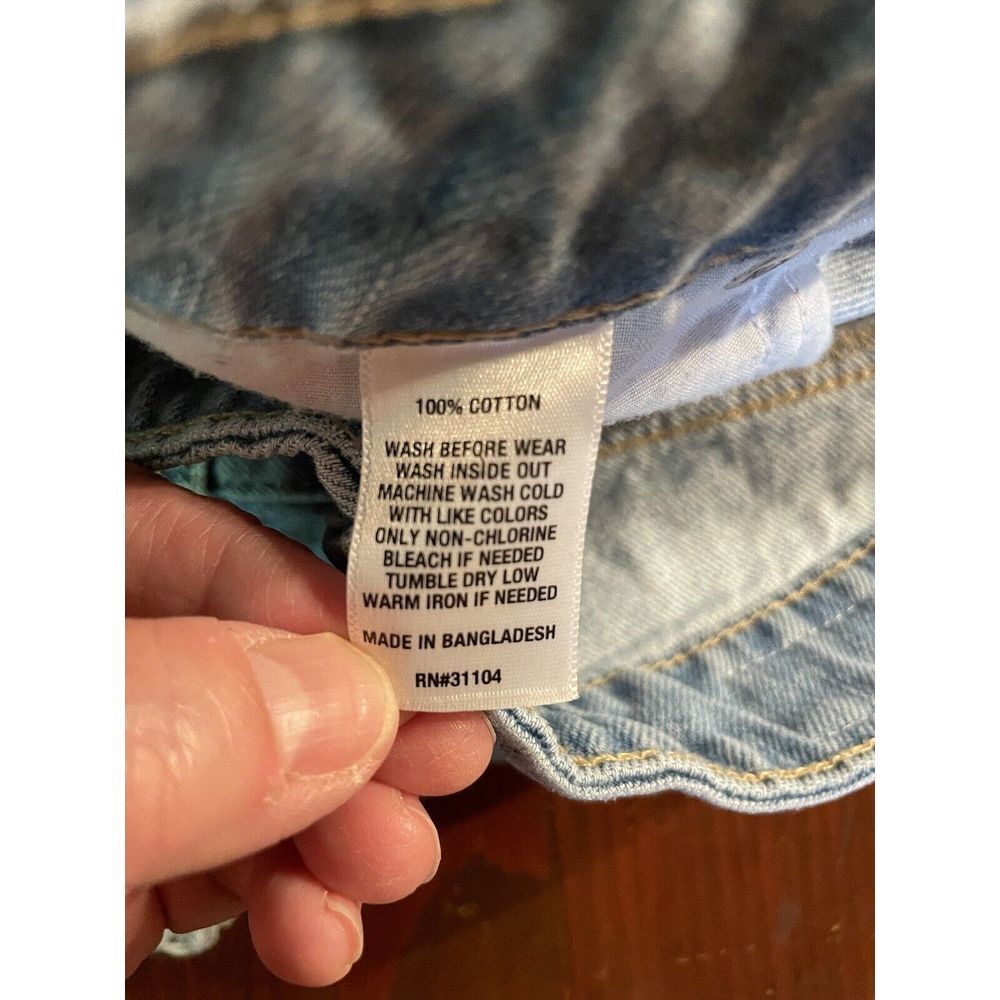 True Craft Distressed High Rise Blue  Jean Shorts‎ Juniors Size 1 - Picture 6 of 7